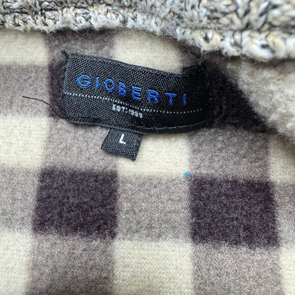 Gioberti Mens Full-Zip Cardigan Sweater Fleece Lining & Ribbed Large Tan - Picture 6 of 10